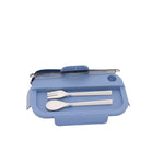 Lunch Box Microwavable with Fork Spoon 2 Compartments Blue [1Set][PD] - Kaliber