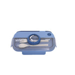 Lunch Box Microwavable with Fork Spoon 2 Compartments Blue [1Set][PD] - Kaliber