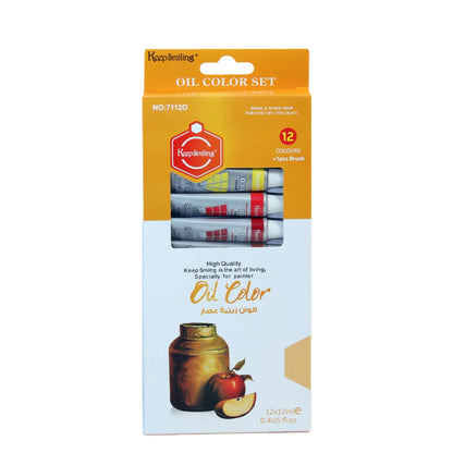 Oil Paint - Pack of 12 Paint Tubes - 12ml Oil Colors [PD][12's Set] - Kaliber
