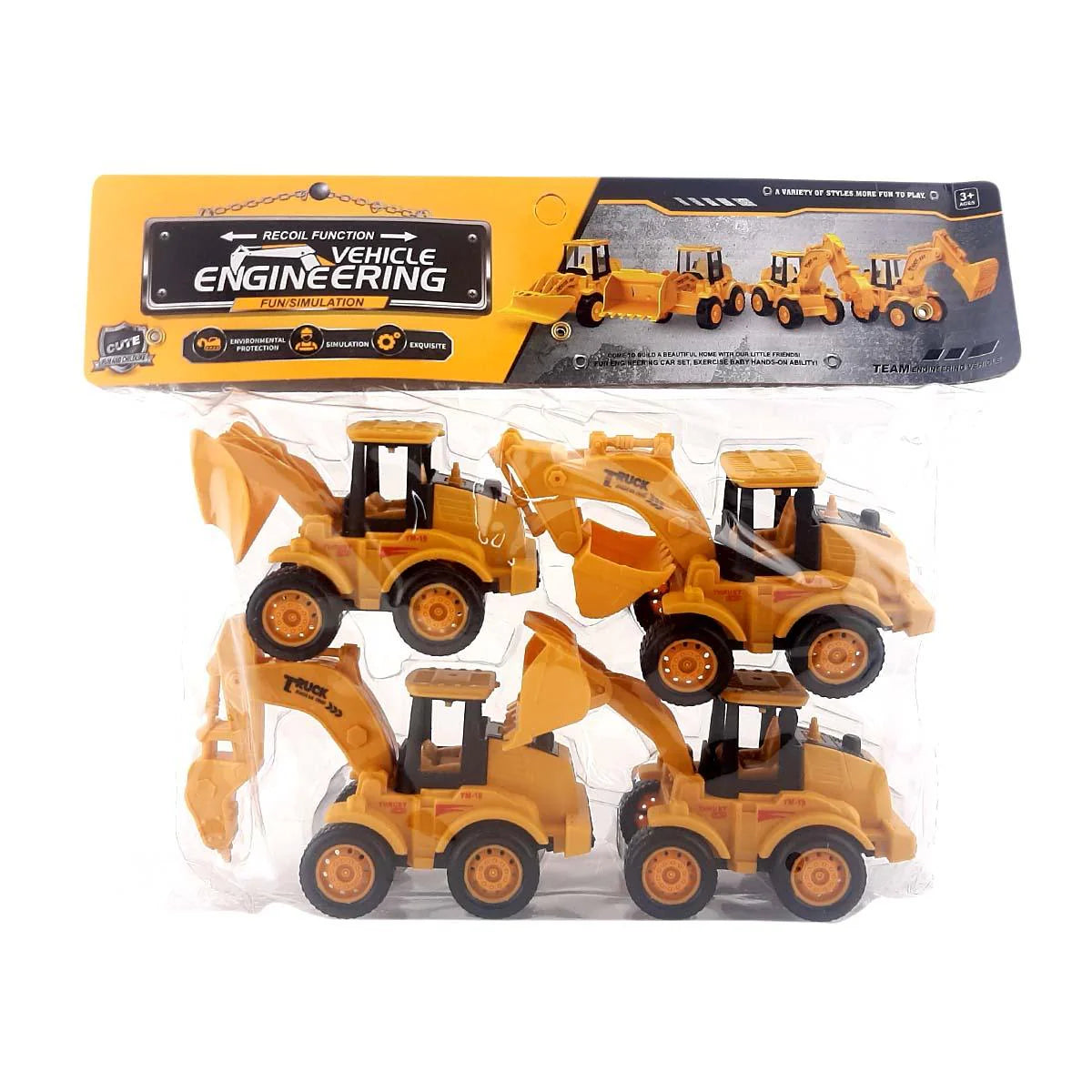 Push and Go Construction Vehicle Toy Pack Of 4 pcs [PD]
