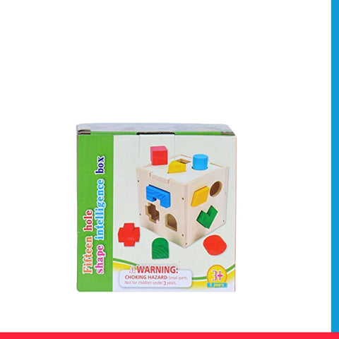 Wooden shape 15 Hole Intelligence Box Wooden Geometric Shape Sorting [PD][1Pc]