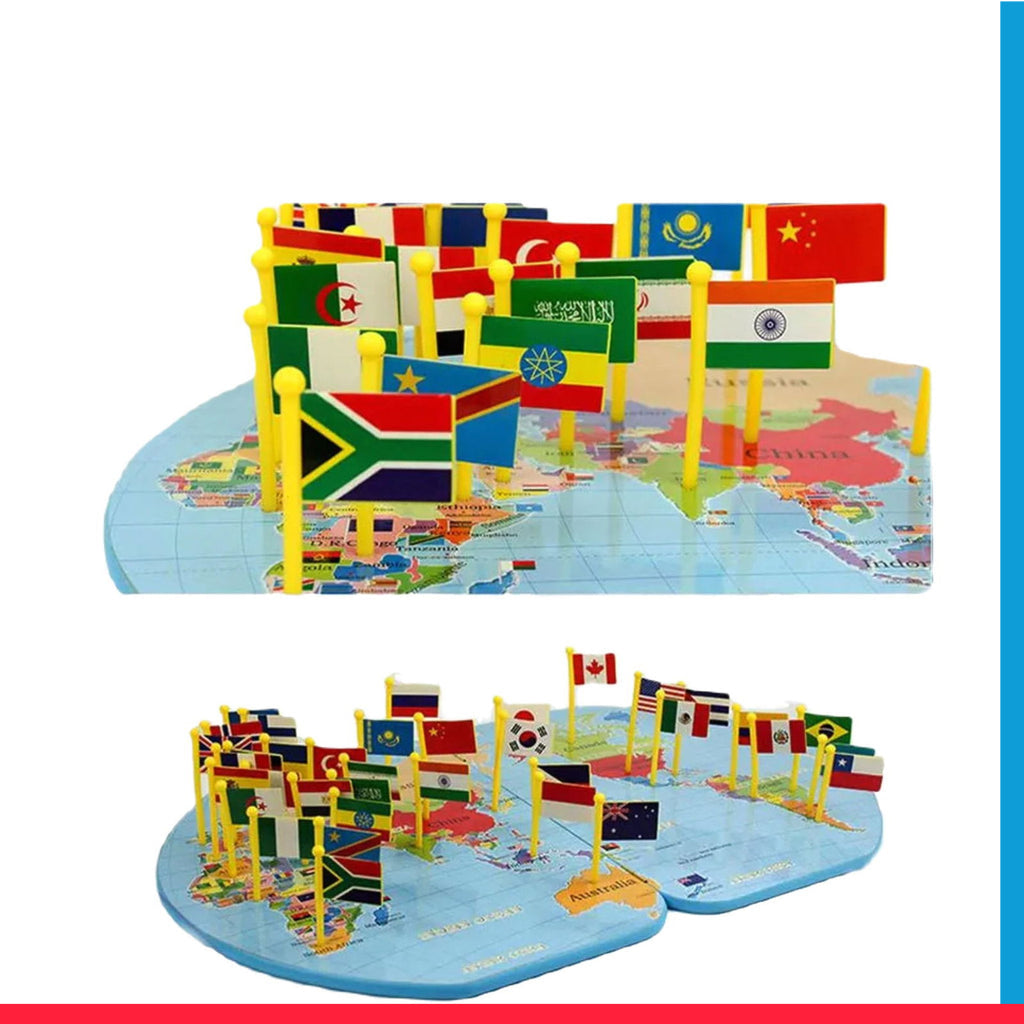 Educational Wooden World Map National Flags [PD][1Pc]