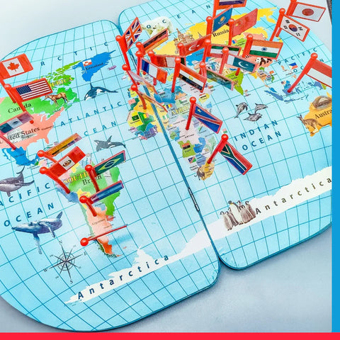 Educational Wooden World Map National Flags [PD][1Pc]