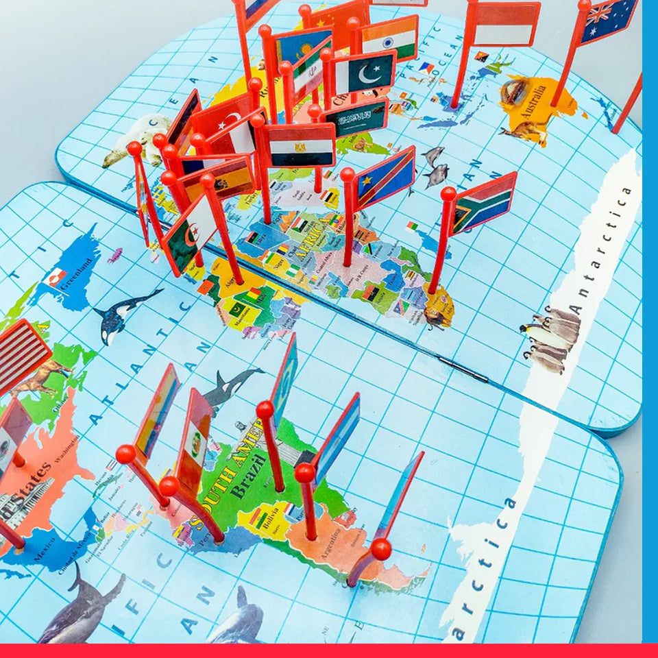 Educational Wooden World Map National Flags [PD][1Pc]