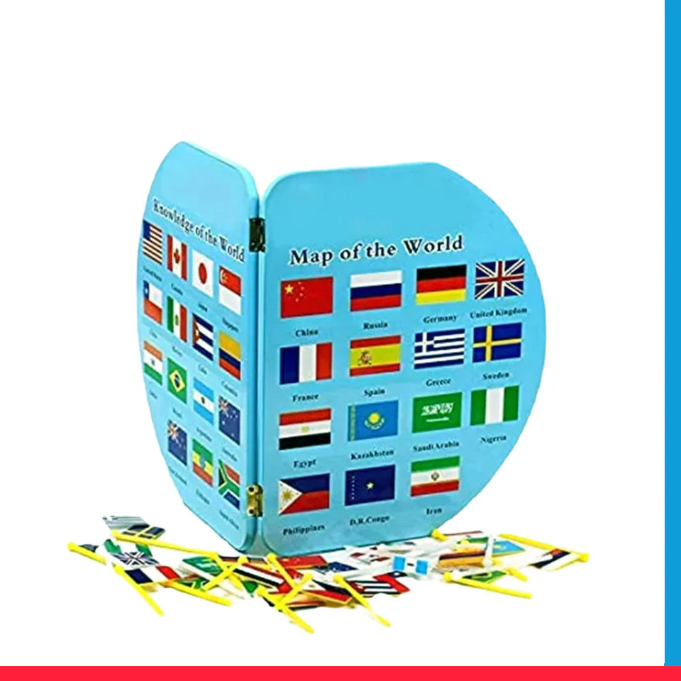 Educational Wooden World Map National Flags [PD][1Pc]