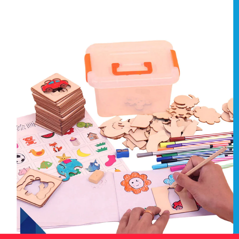 Kids Wooden Stencils Drawing Kit [PD][1Set]