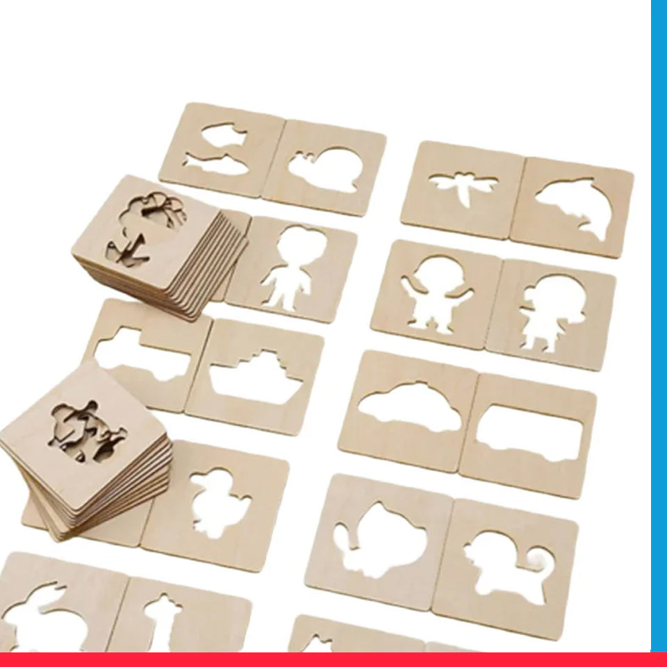 Kids Wooden Stencils Drawing Kit [PD][1Set]