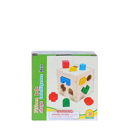 Wooden shape 15 Hole Intelligence Box Wooden Geometric Shape Sorting [PD][1Pc] - Kaliber