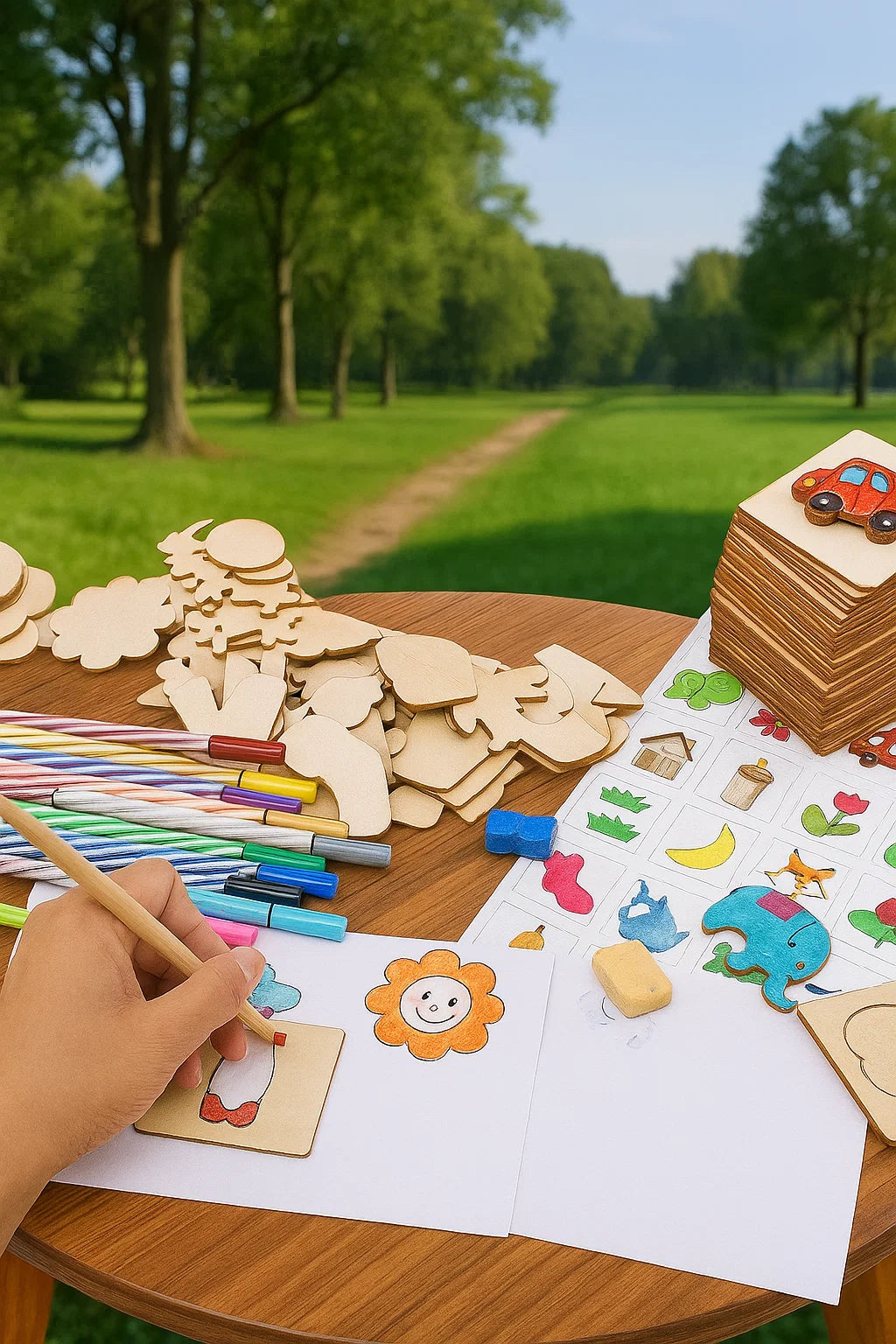 Kids Wooden Stencils Drawing Kit [PD][1Set]