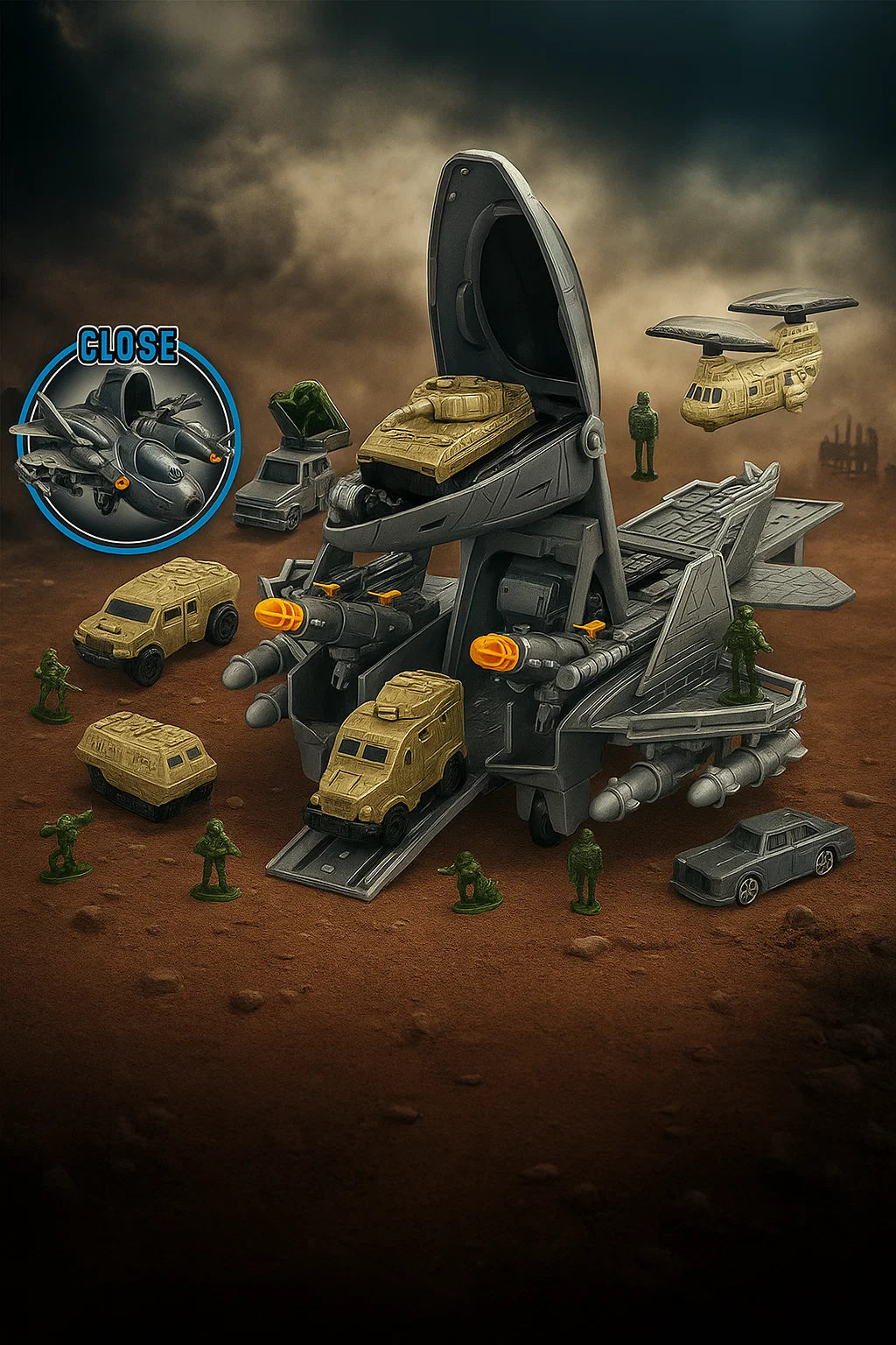 Military Aircraft Toys Fighter Military Plane Model Aircraft Toy Play Set with Mini Cars [PD]