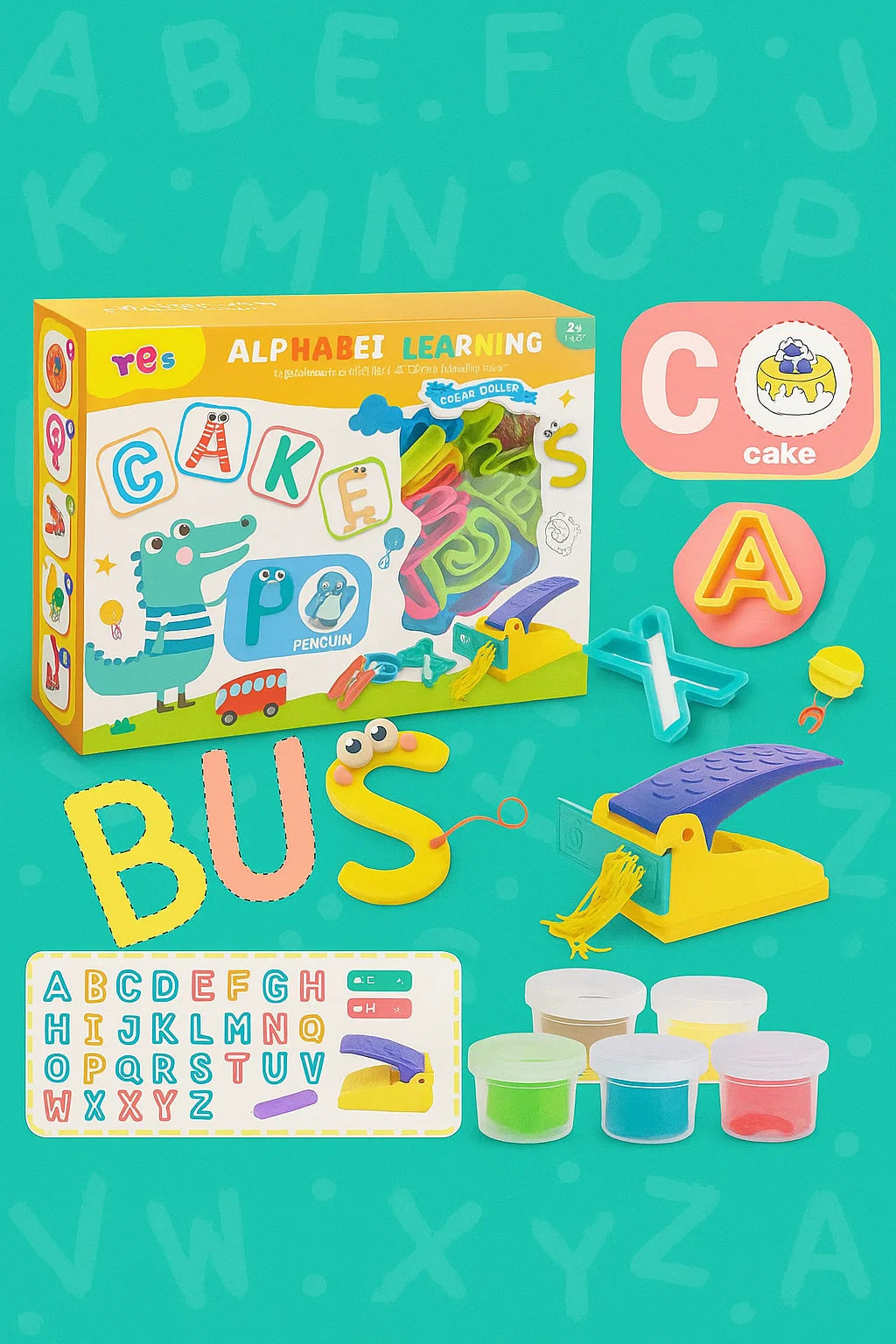 Alphabet Dough Tools Cutter Shape and Learn Letters and Language Dough Tools for Kids [PD]