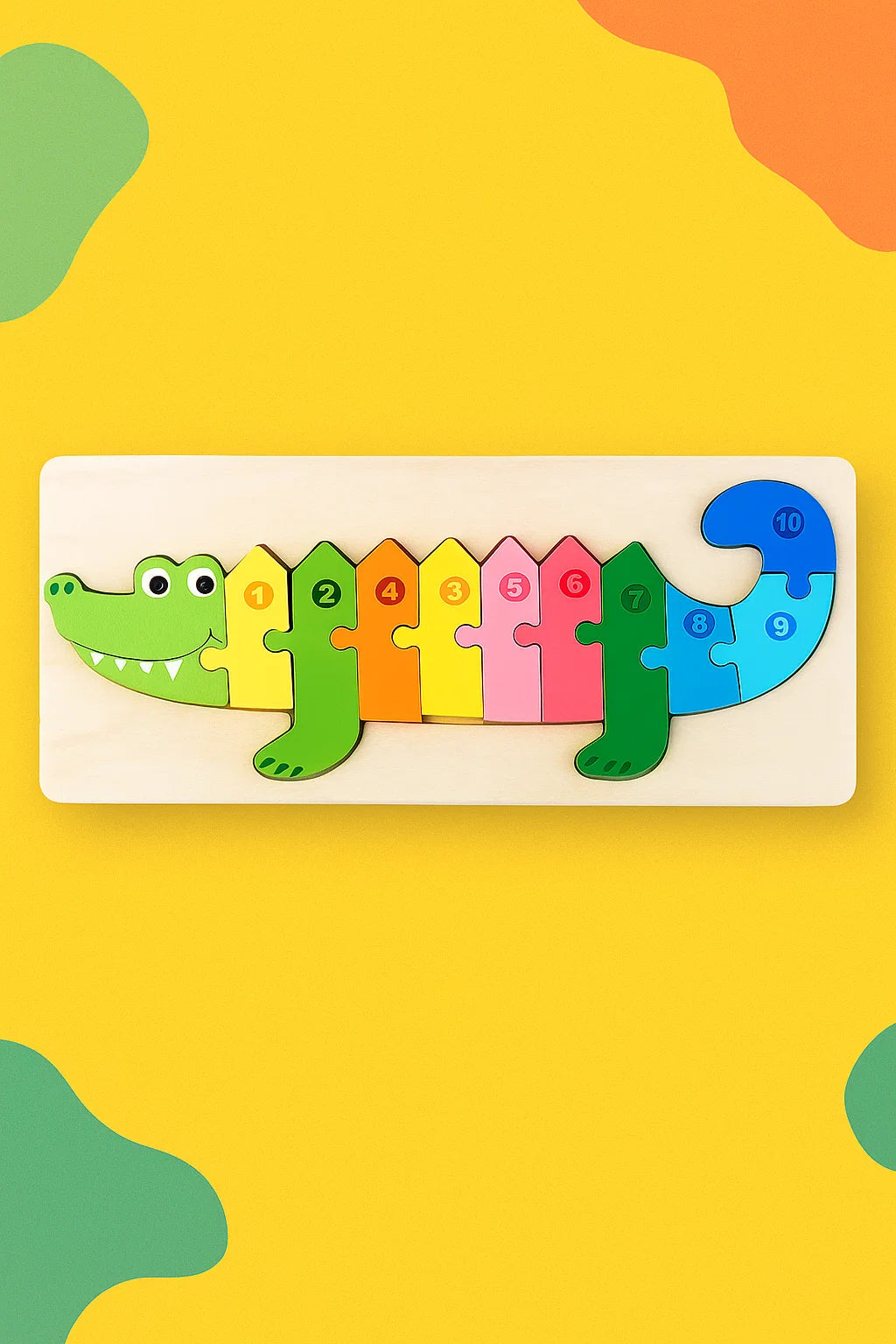 Colorful Wooden Crocodiles Shaped Puzzle with Numerical Number [PD]
