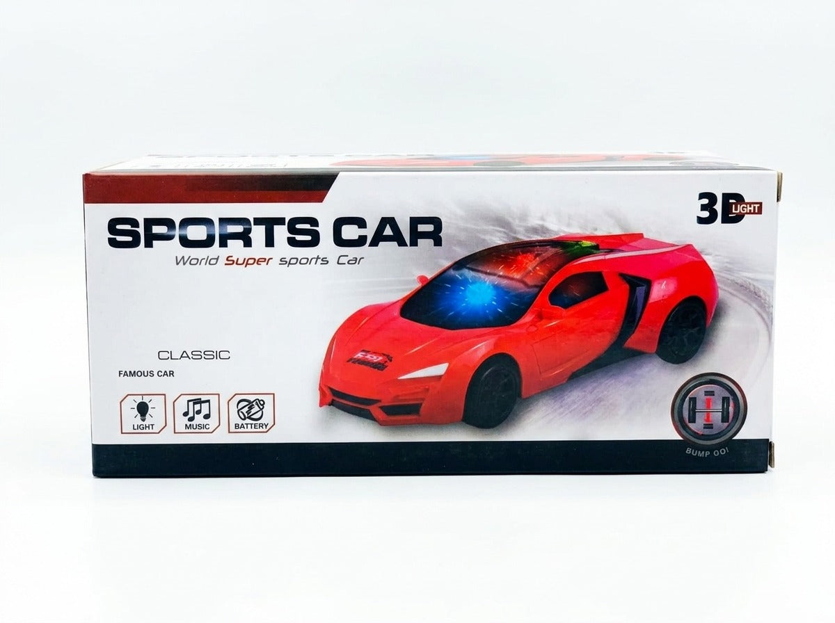 Sports Car Toy with 3D Lights & Music – Bump & Go Action Car [PD.]
