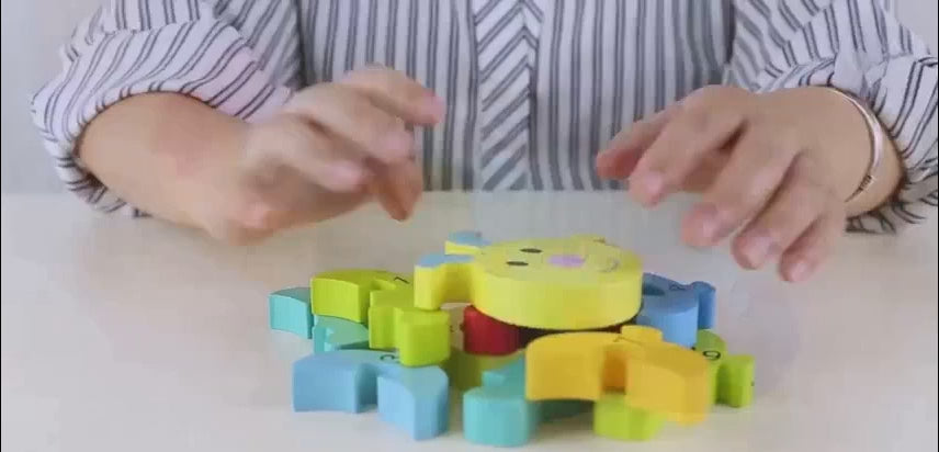Colorful Wooden Caterpillar Shaped Puzzle with Numerical Number [PD]