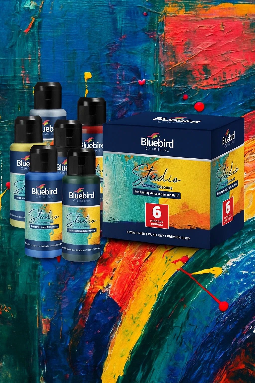 Blue Birds Studio Acrylic Colors â€“ 100 ml â€“ Set of 6 Primary Shades [IP][Pack]